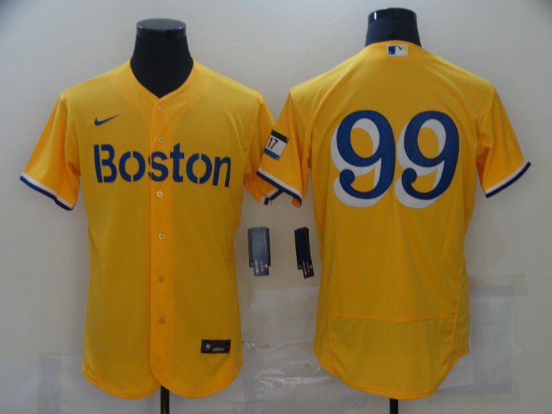 Men Boston Red Sox #99 No name Yellow Elite 2021 Nike MLB Jerseys